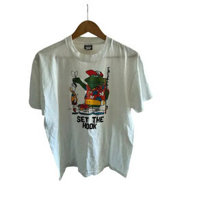 Vintage single stitch Screen Stars Best 'Set the Hook' Fishing T-Shirt Size XL